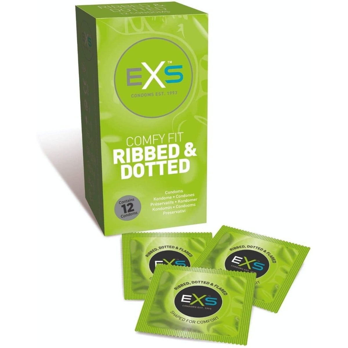 EXS Ribbed & Dotted Condoms 12 Pack - Simply Pleasure