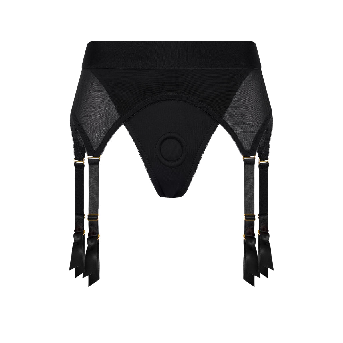 Dreamtoys Bold Vail Strap On Garter Thong With Dildo Black