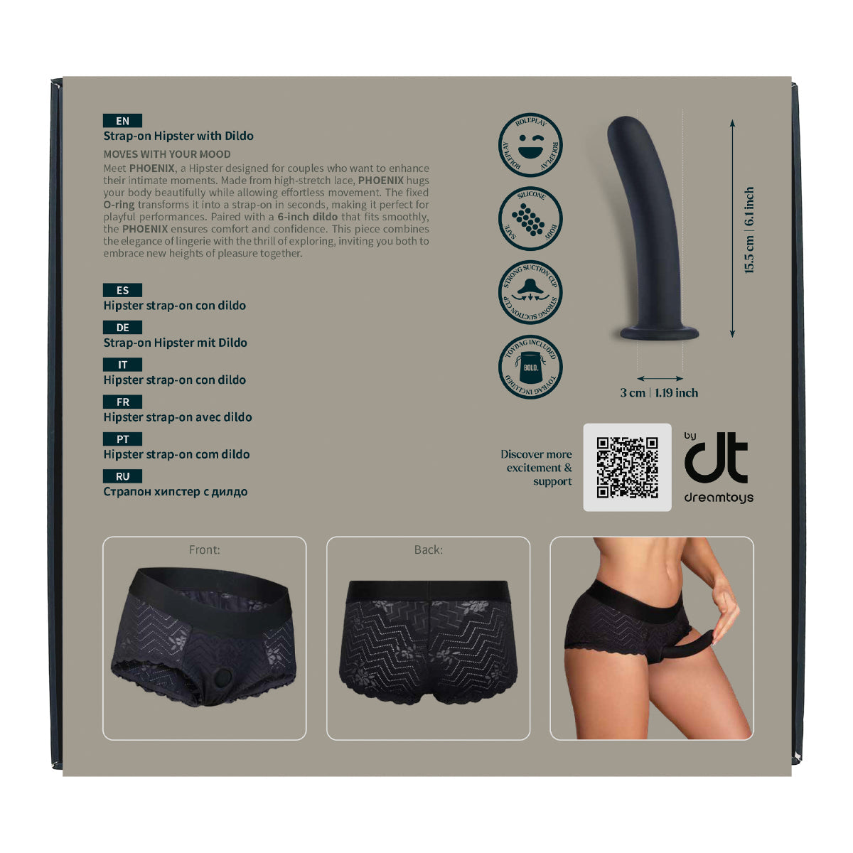 Dreamtoys Bold Phoenix Strap On Hipster With Dildo Black
