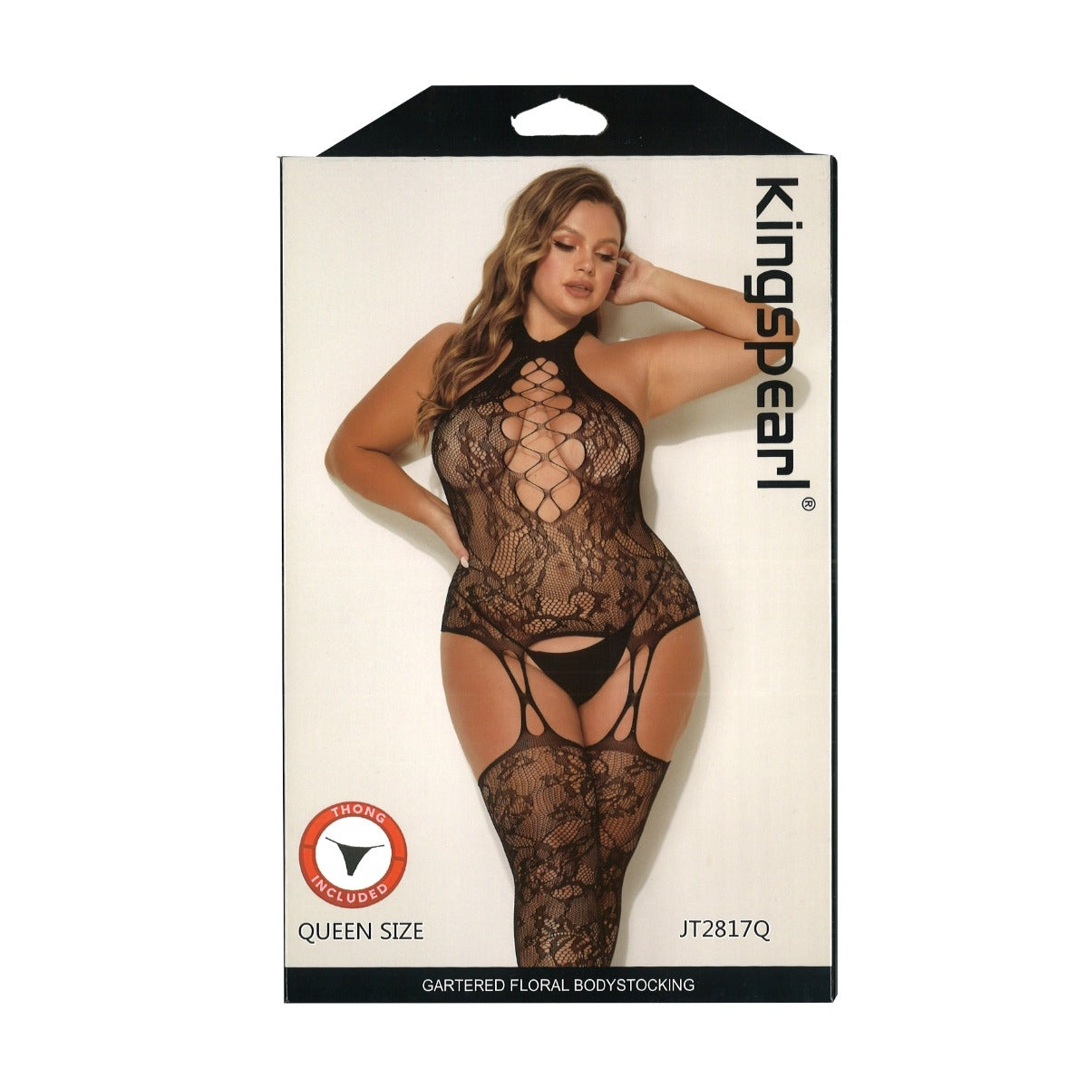 Kingspearl Bodystocking With Thong Black Queen Size