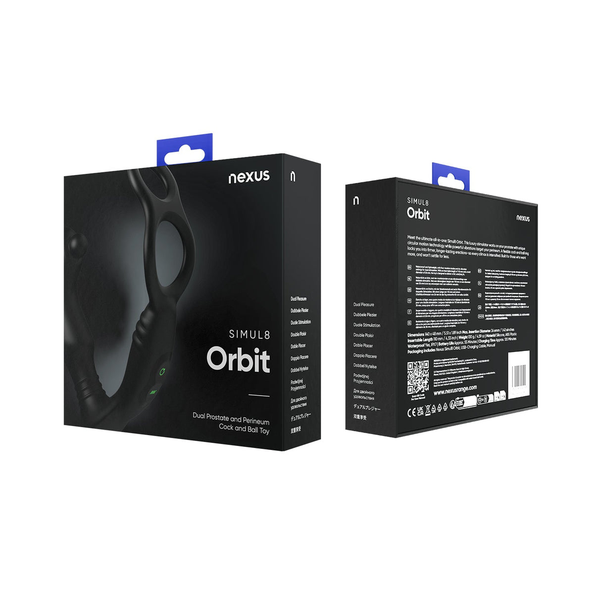 Nexus Simul8 Dual Prostate & Perineum Cock & Ball Toy Orbit Edition Black