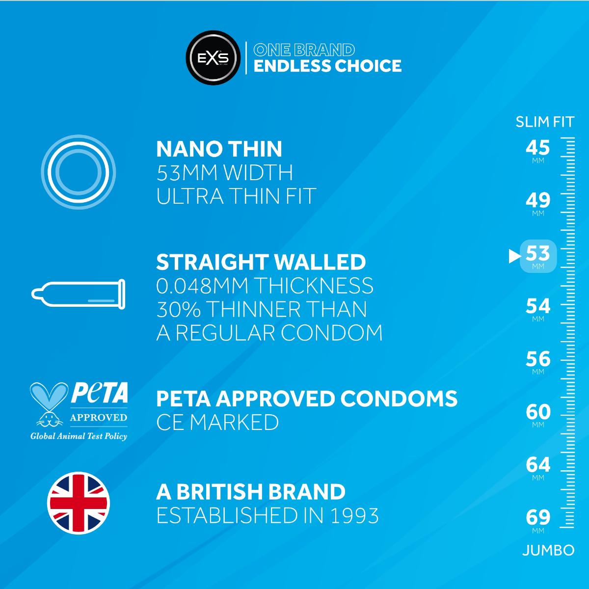 EXS Nano Thin Vegan Condoms 3 Pack