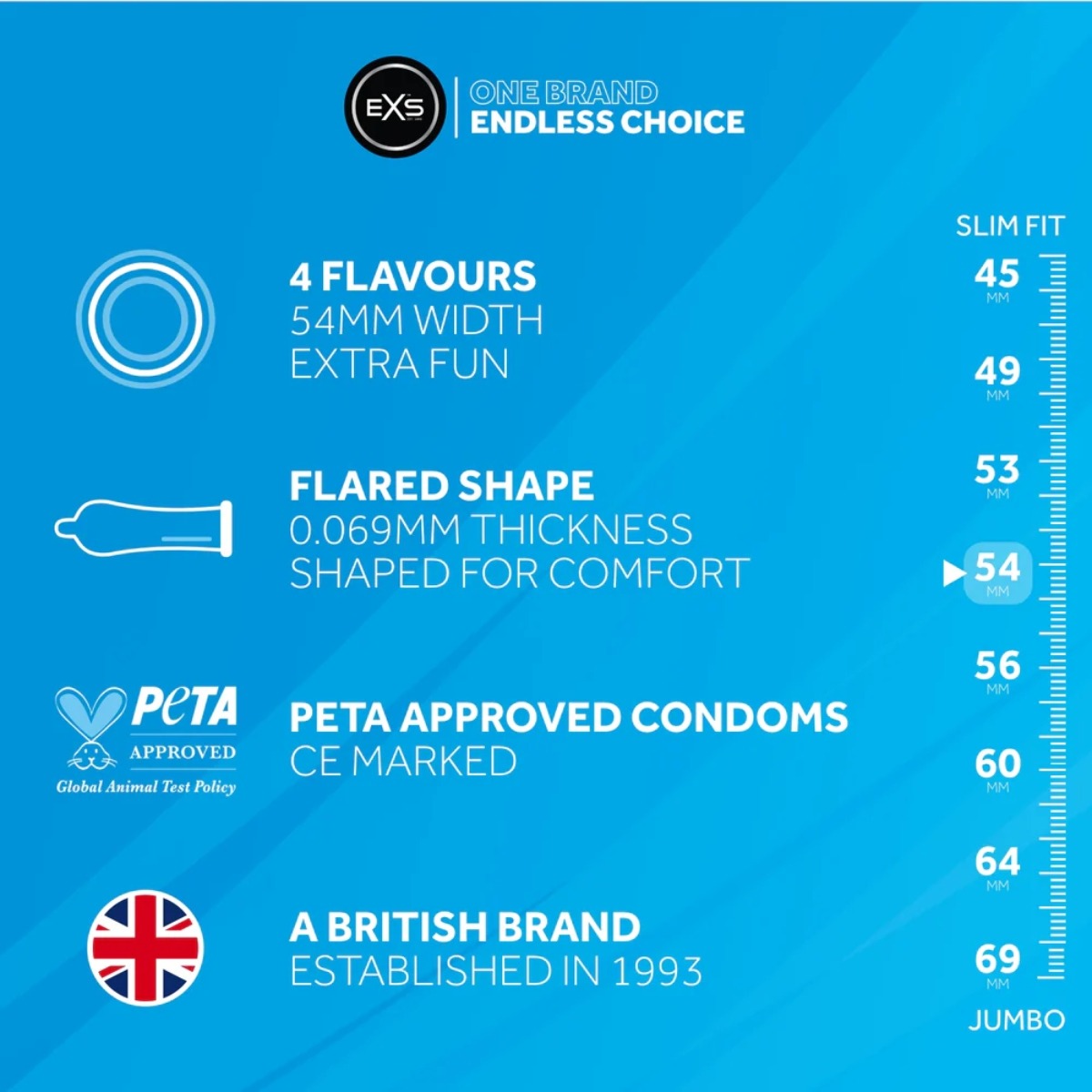 EXS Mixed Flavoured Vegan Condoms 48 Pack