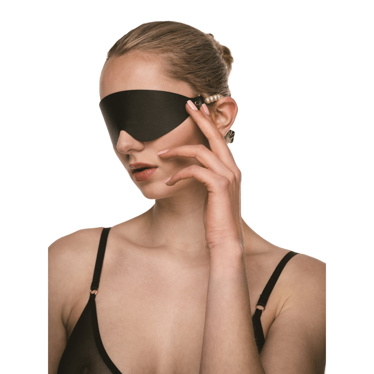 Guilty Pleasure Allure Boudoir Pearl Blindfold Black