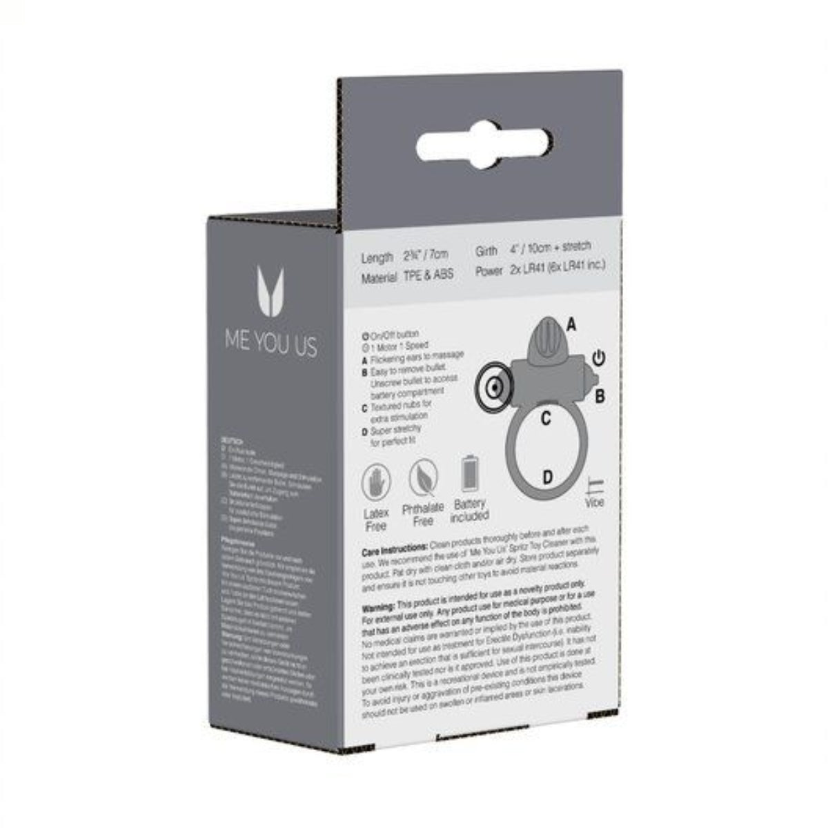 Me You Us Classic Rabbit Vibrating Cock Ring Clear - Simply Pleasure