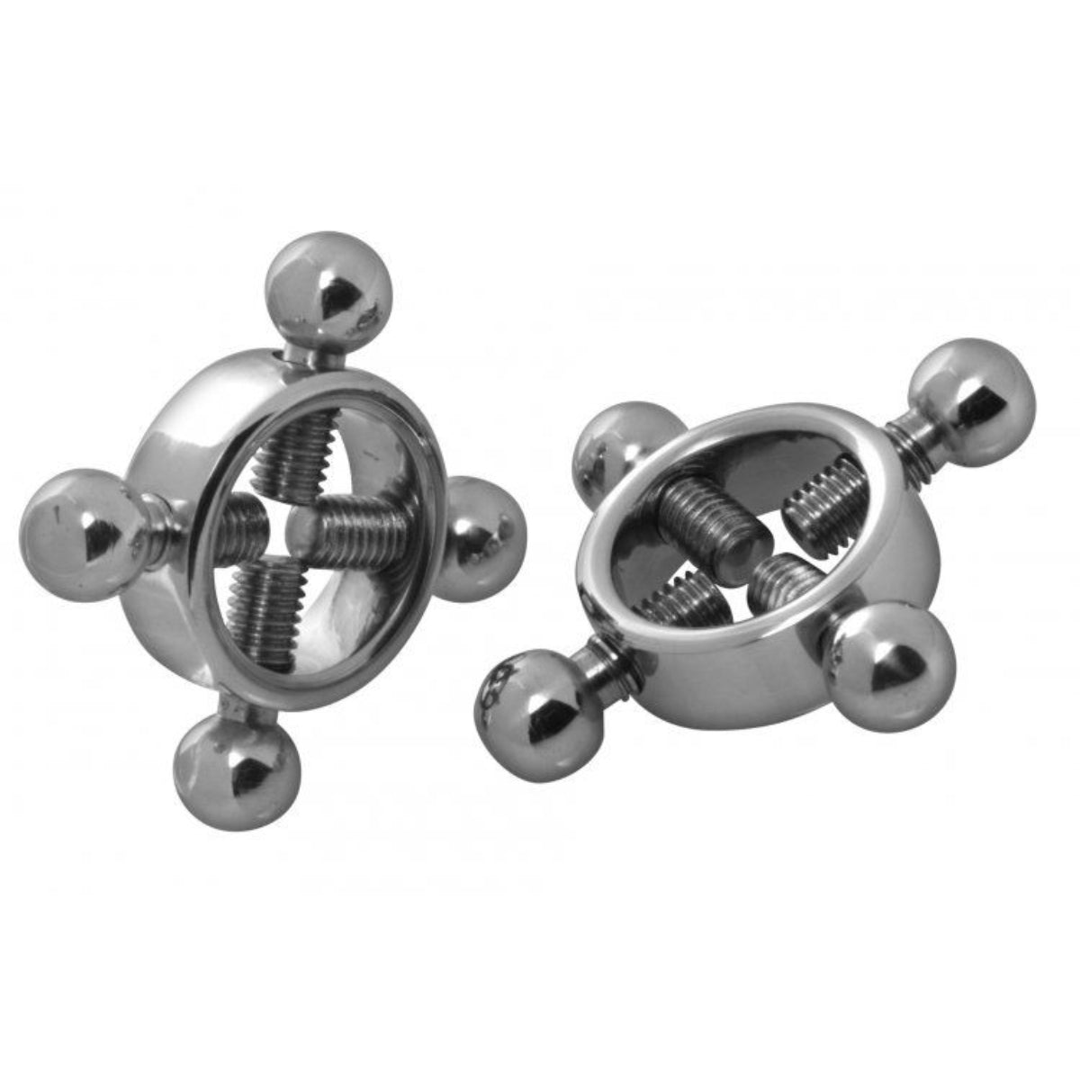 Master Series Rings Of Fire Stainless Steel Nipple Press Set Silver