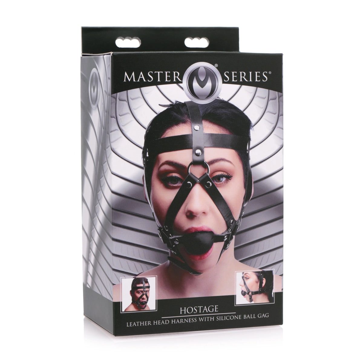 Master Series Leather Head Harness With Ball Gag Black