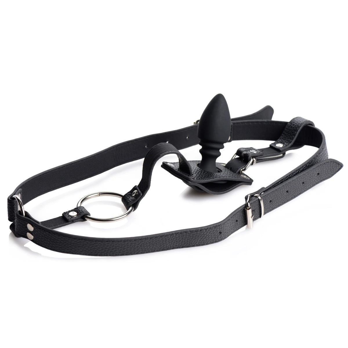 Strict Male Cock Ring Harness With Silicone Anal Plug Black