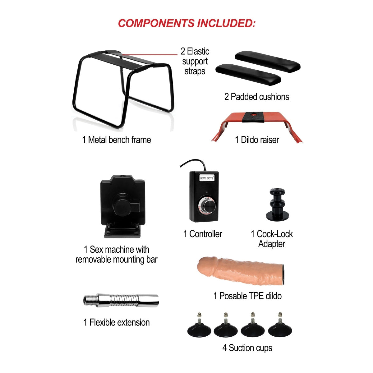 LoveBotz 4 In 1 Bangin' Bench With Sex Machine Black