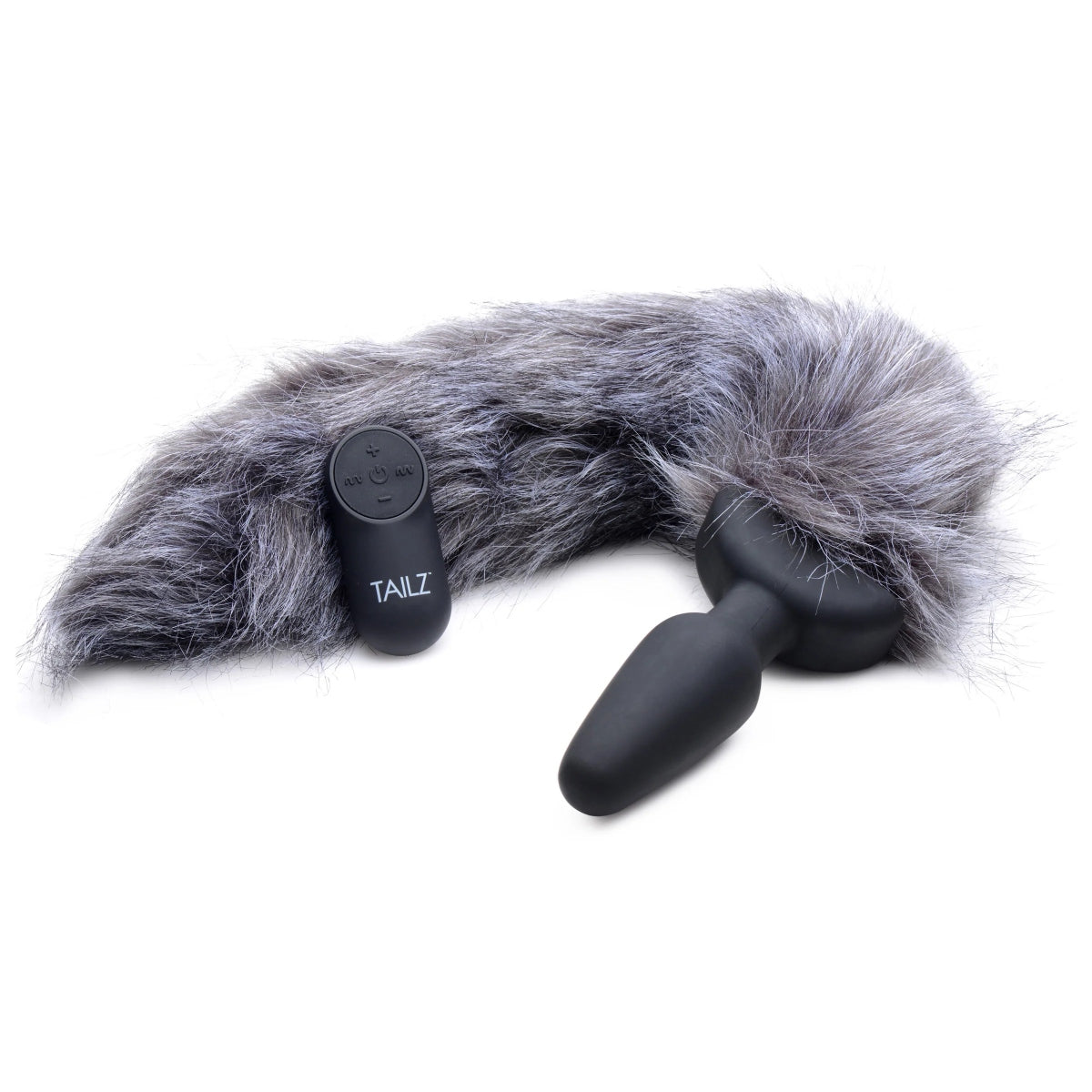 Tailz Grey Fox Tail Vibrating Butt Plug Grey
