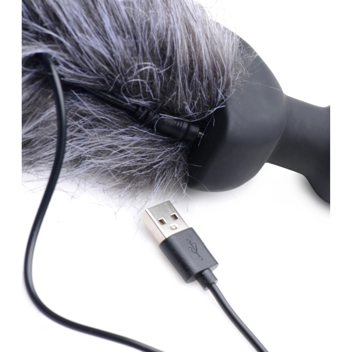 Tailz Grey Fox Tail Vibrating Butt Plug Grey