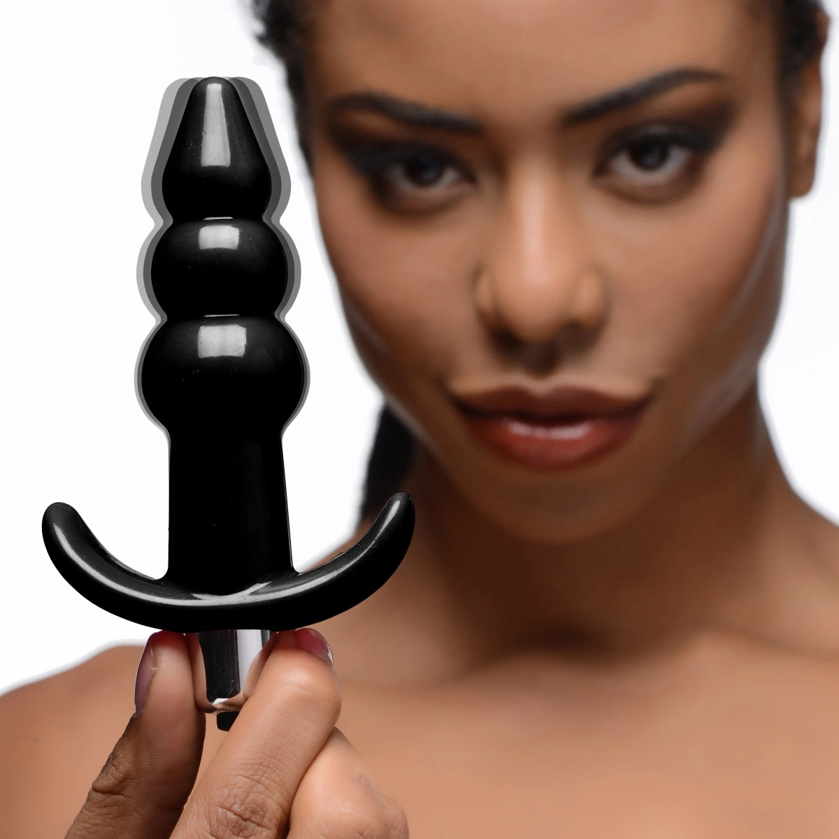Frisky Bubbling Noir Ribbed Butt Plug Black