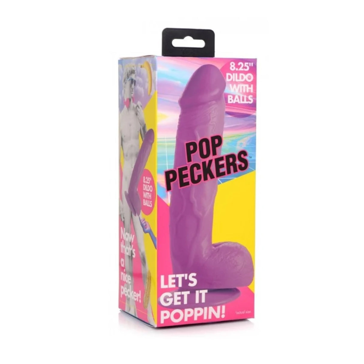 Pop Peckers Dildo With Balls Purple 8.25 Inch