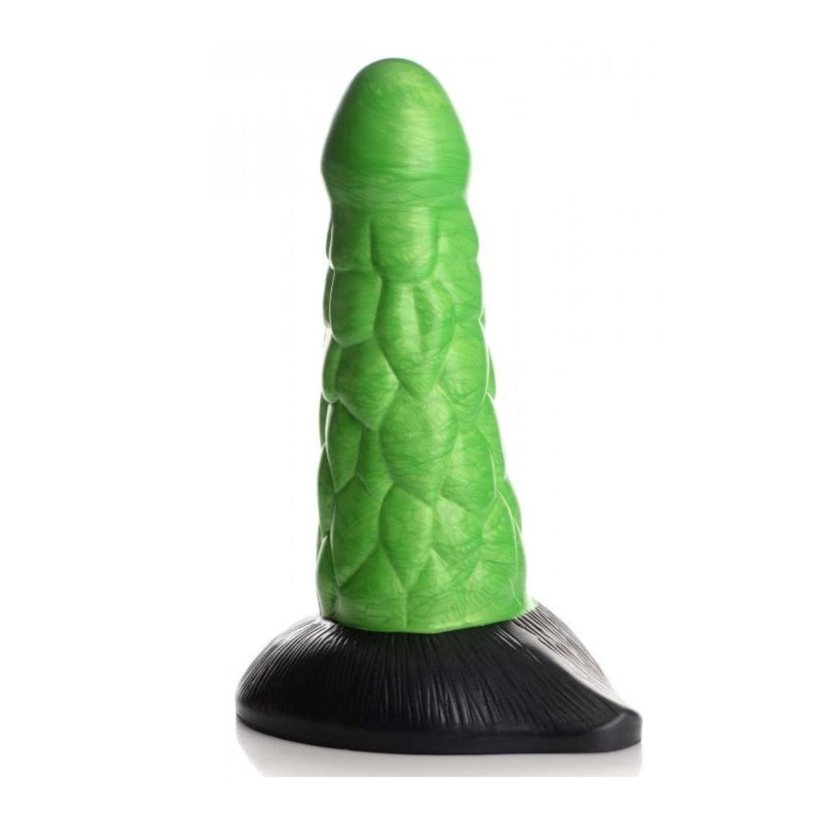Front View Product - Creature Cocks Radioactive Reptile Thick Scaly Silicone Dildo Green - Simply Pleasure