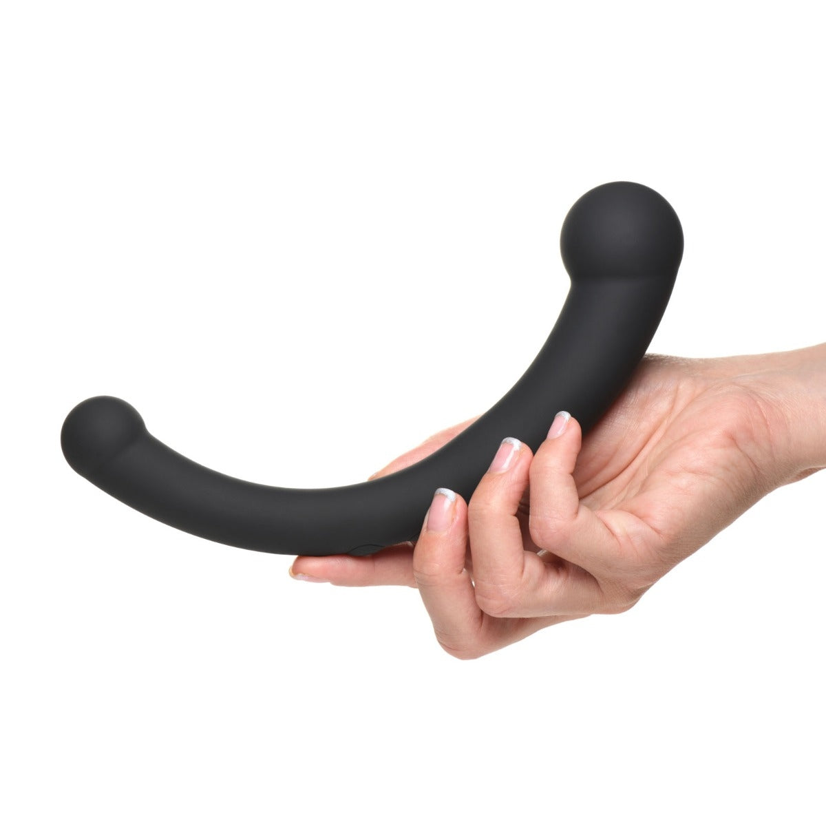 Master Series 10X Vibra Crescent Silicone Dual Ended Vibrating Dildo Black 8 Inch - Simply Pleasure