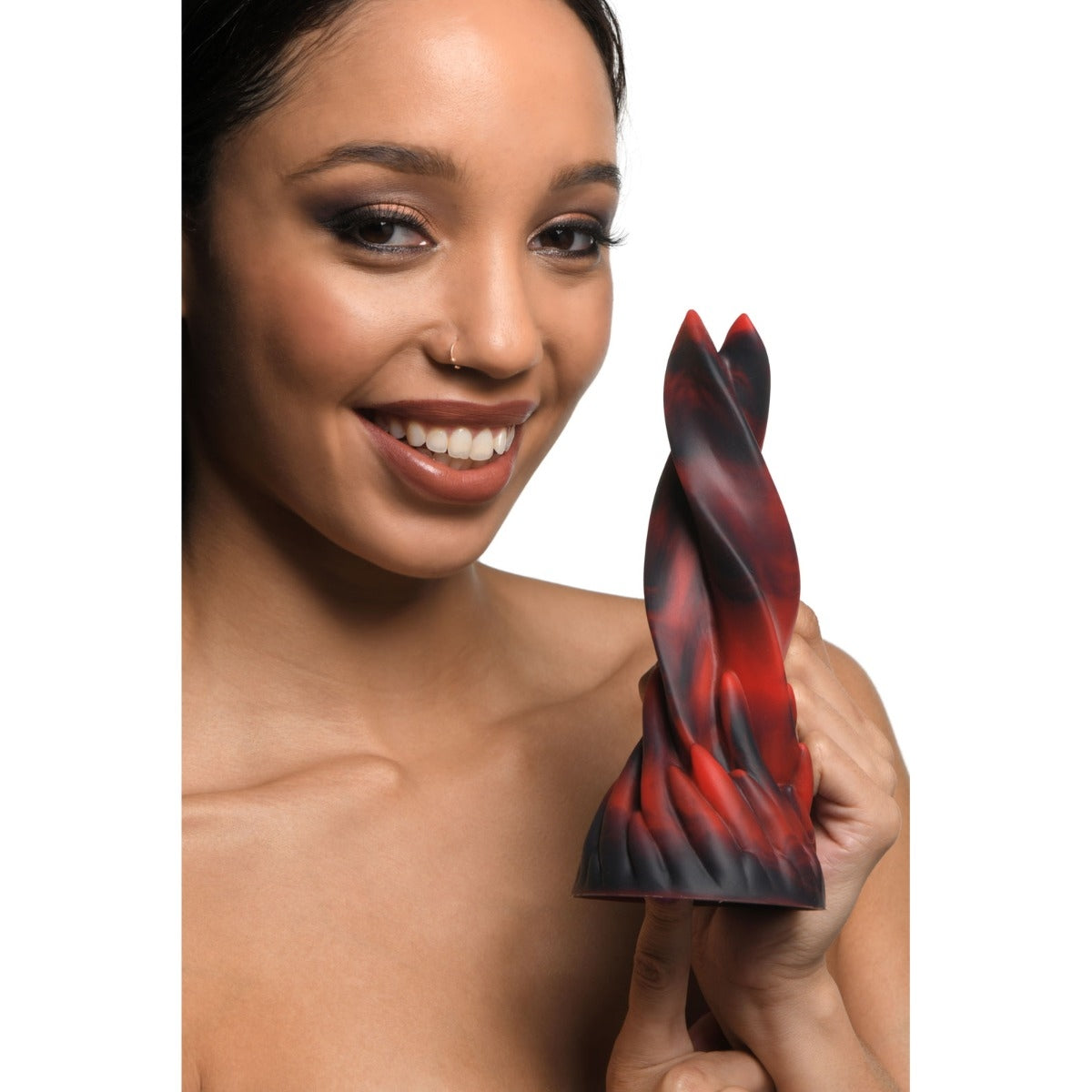 Creature Cocks Hell Kiss Twisted Tongues Silicone Dildo Red Black - Simply Pleasure