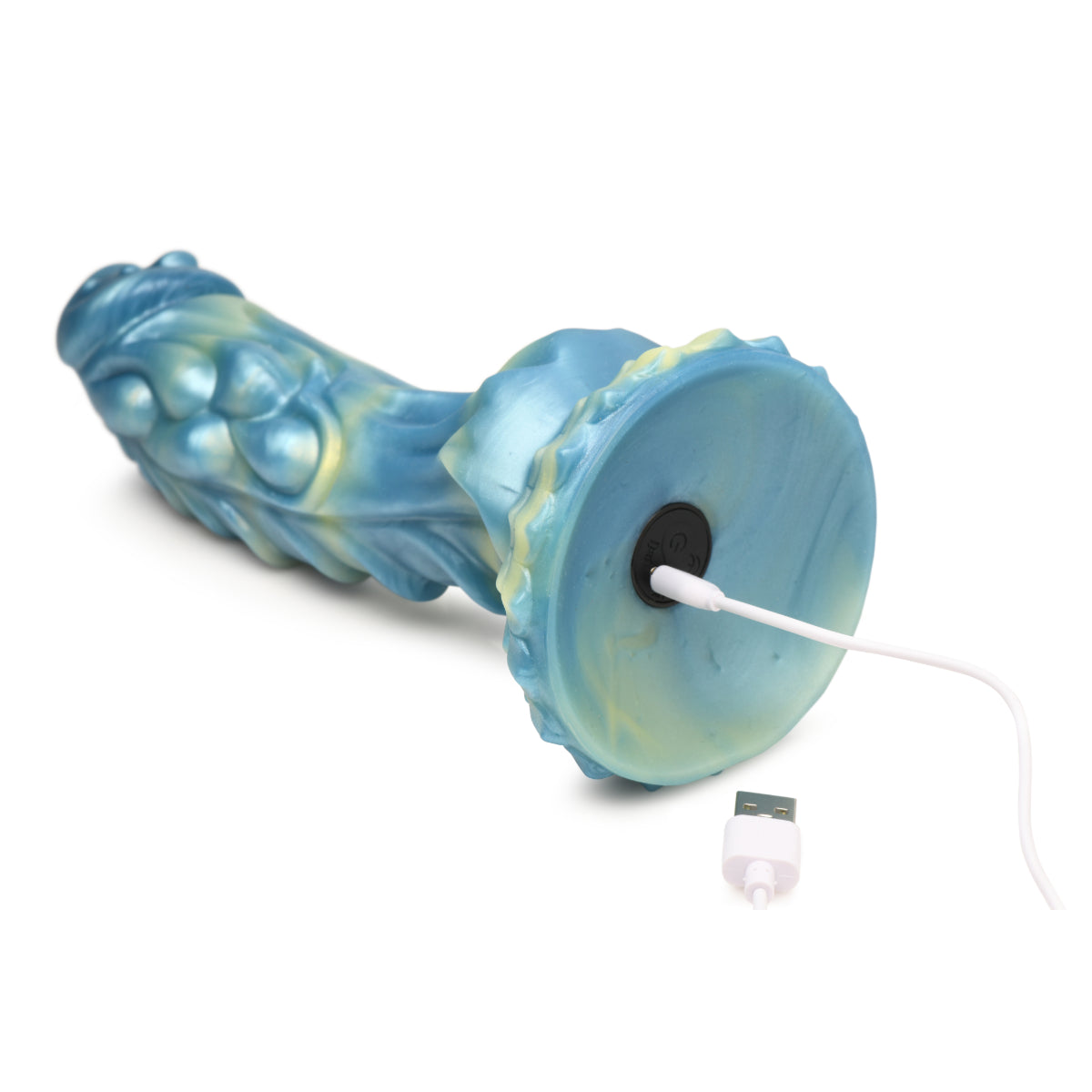 Creature Cocks Sea Stallion Vibrating Remote Control Silicone Dildo Blue Yellow