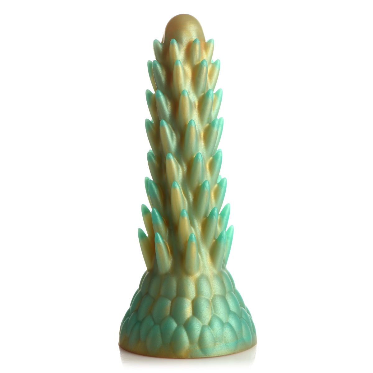 Creature Cocks Stegosaurus Spiky Reptile Silicone Dildo Gold Teal - Simply Pleasure