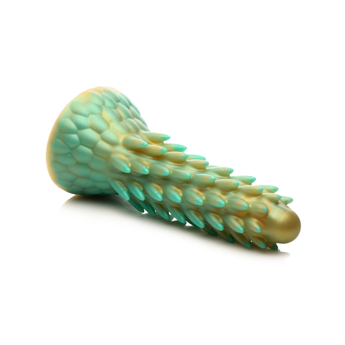 Creature Cocks Stegosaurus Spiky Reptile Silicone Dildo Gold Teal - Simply Pleasure