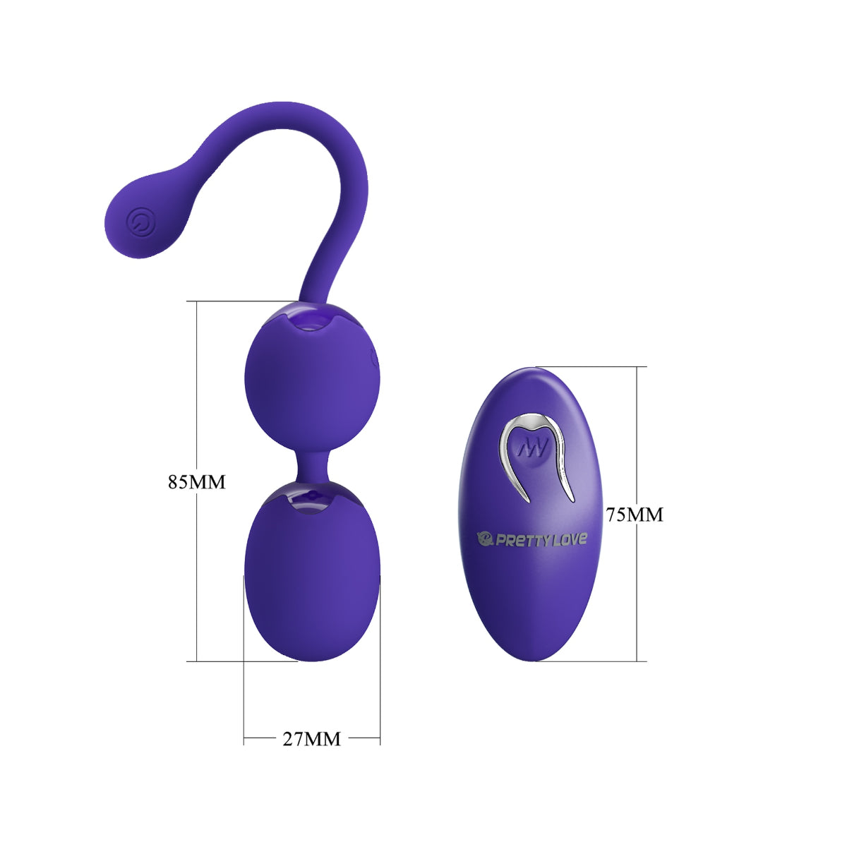 Pretty Love Willie Youth Rechargeable Remote Control Kegel Balls Purple