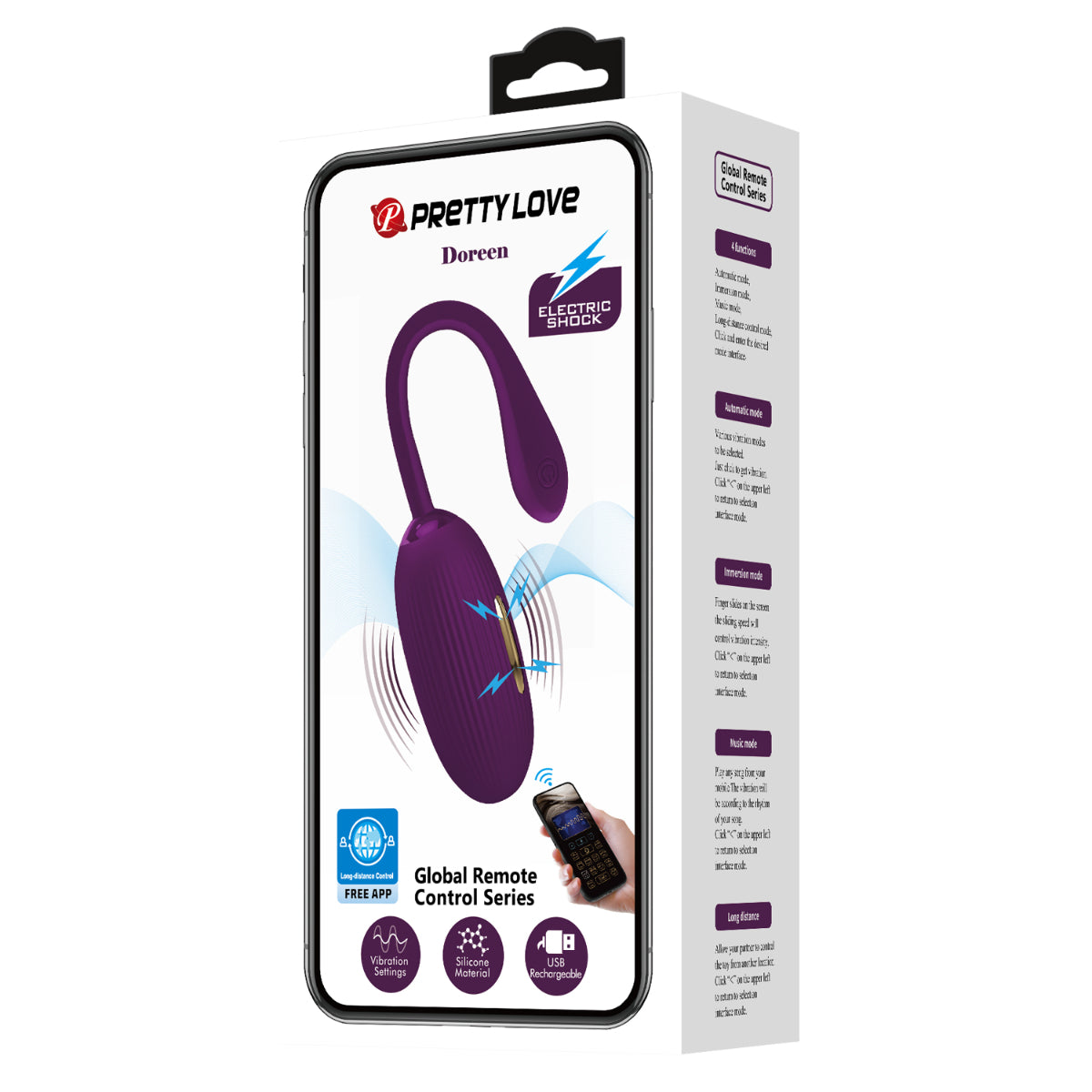 Pretty Love Doreen Egg Vibrator With Electro Shock Purple