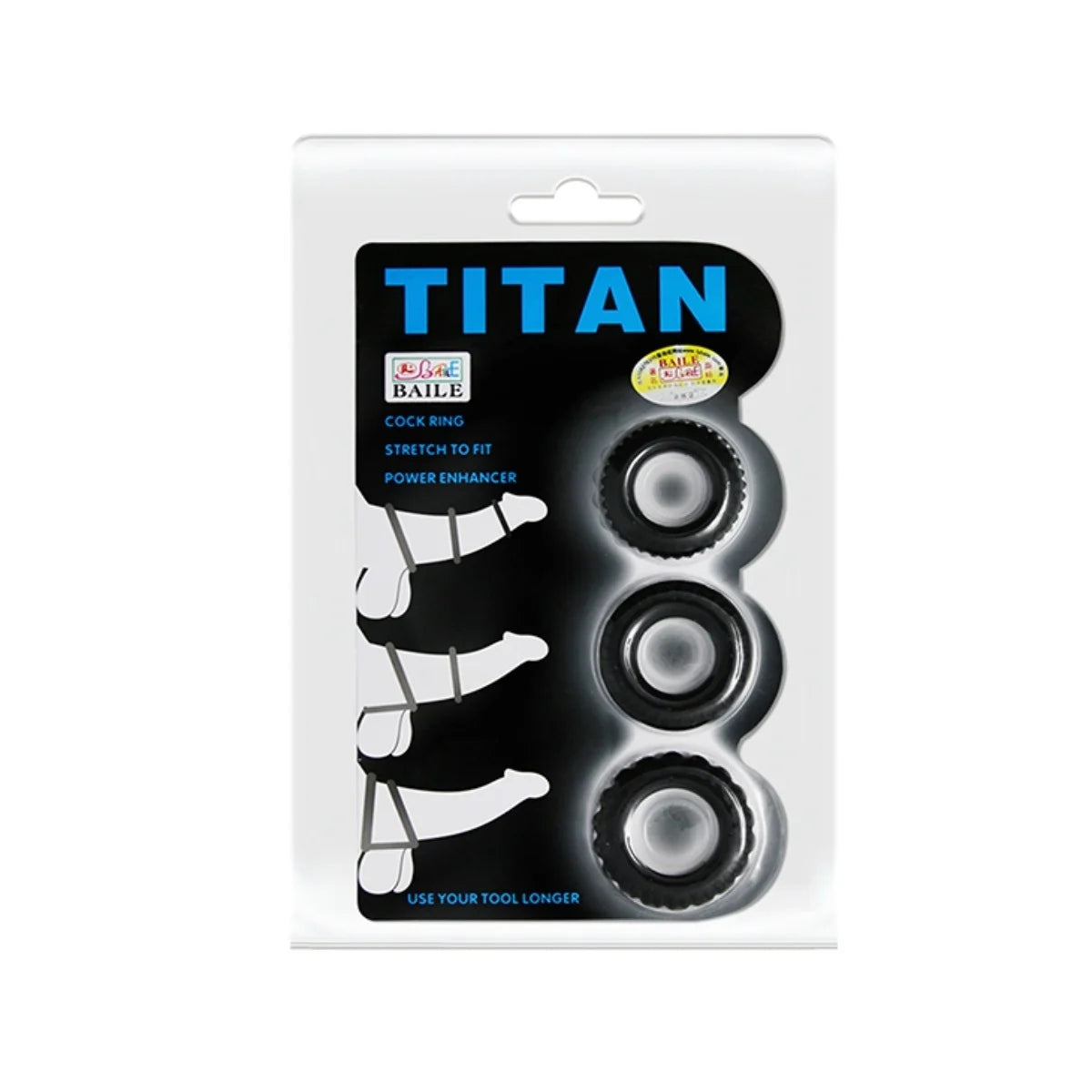 Pretty Love Titan Silicone Cock Ring 3 Pack Black
