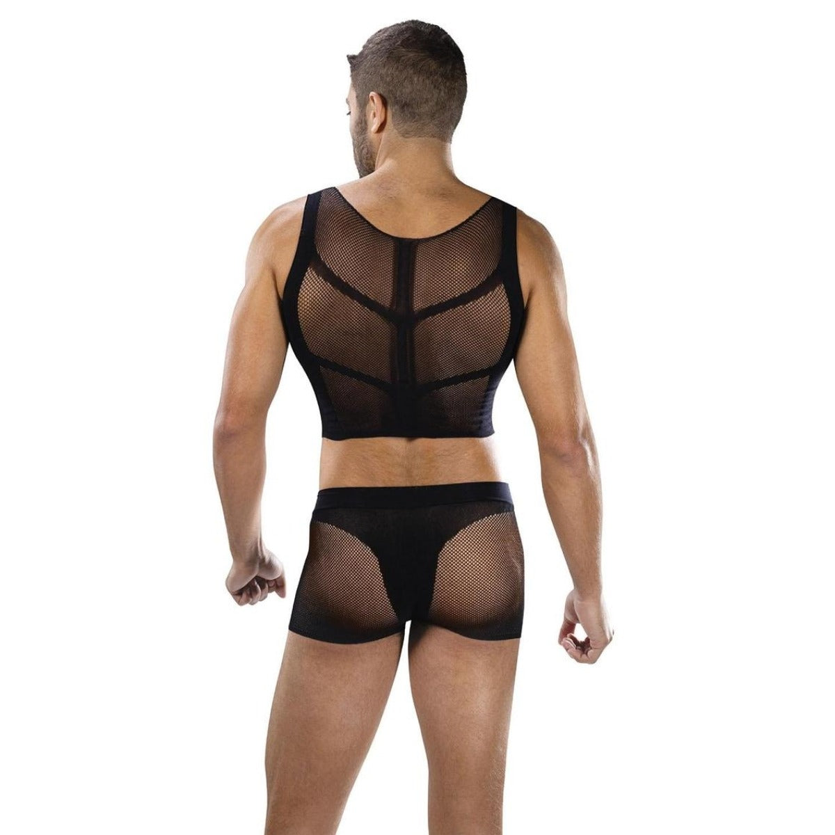 Envy Fishnet Armor 2 Piece Crop Top & Shorts Set Black One Size
