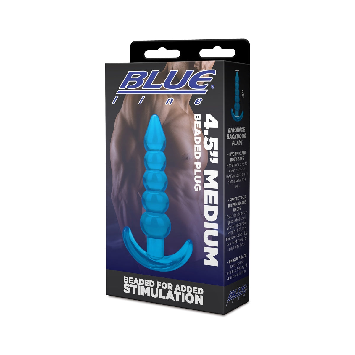 Blue Line Medium Beaded Anal Butt Plug Blue 4.5 Inch - Simply Pleasure