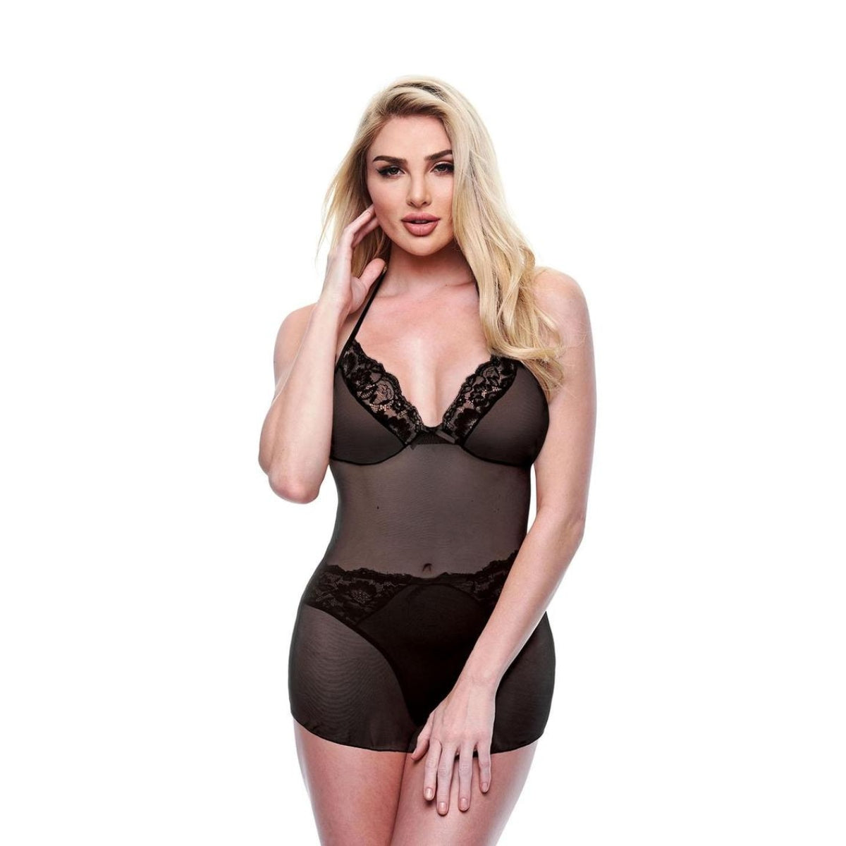 Baci 2 Piece Eco Chemise & Panty Set Black
