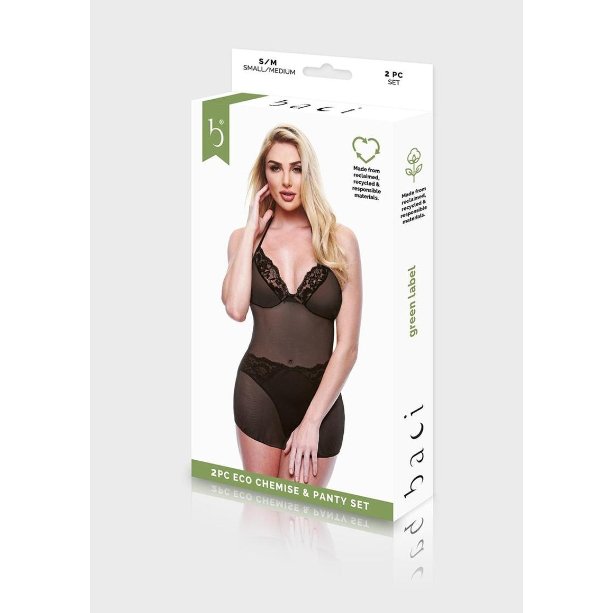 Baci 2 Piece Eco Chemise & Panty Set Black