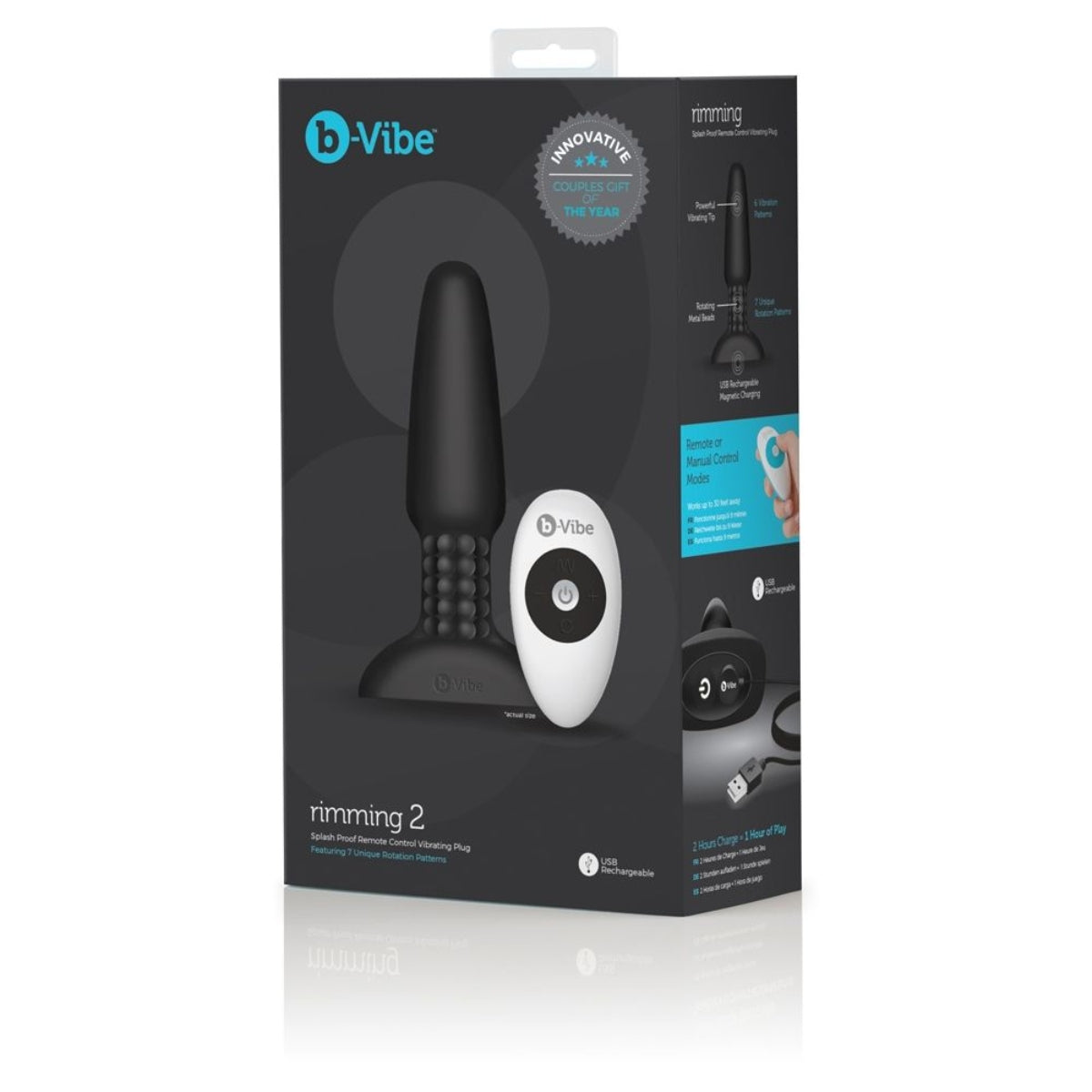 b-Vibe Rimming 2 Remote Control Vibrating Butt Plug Black