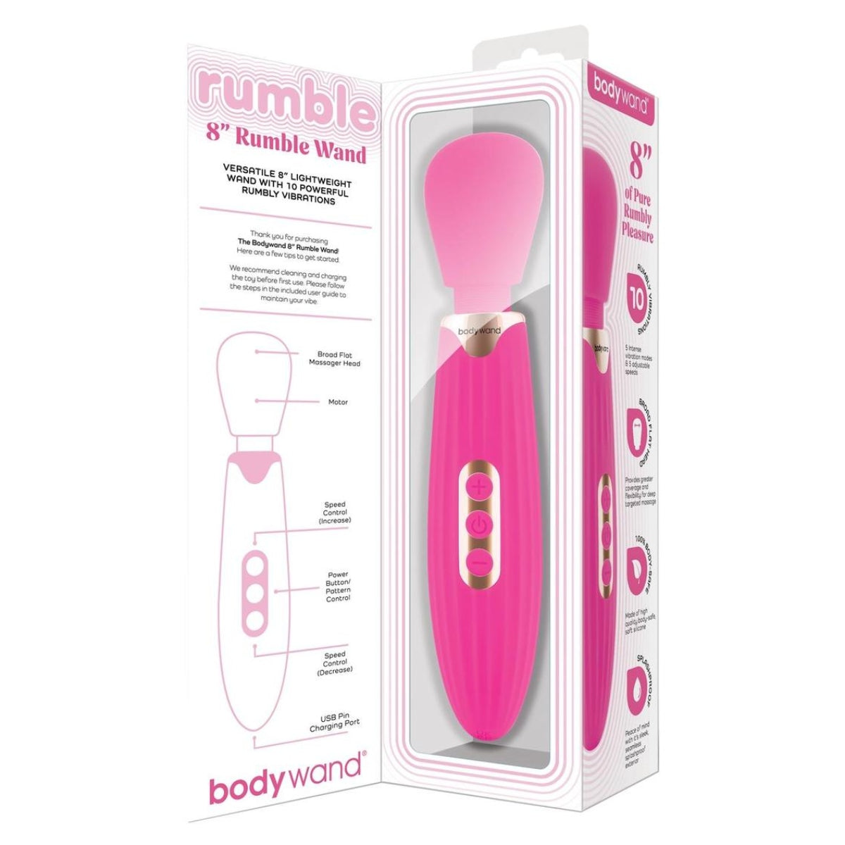 Bodywand Rumble Wand Pink 8 Inch