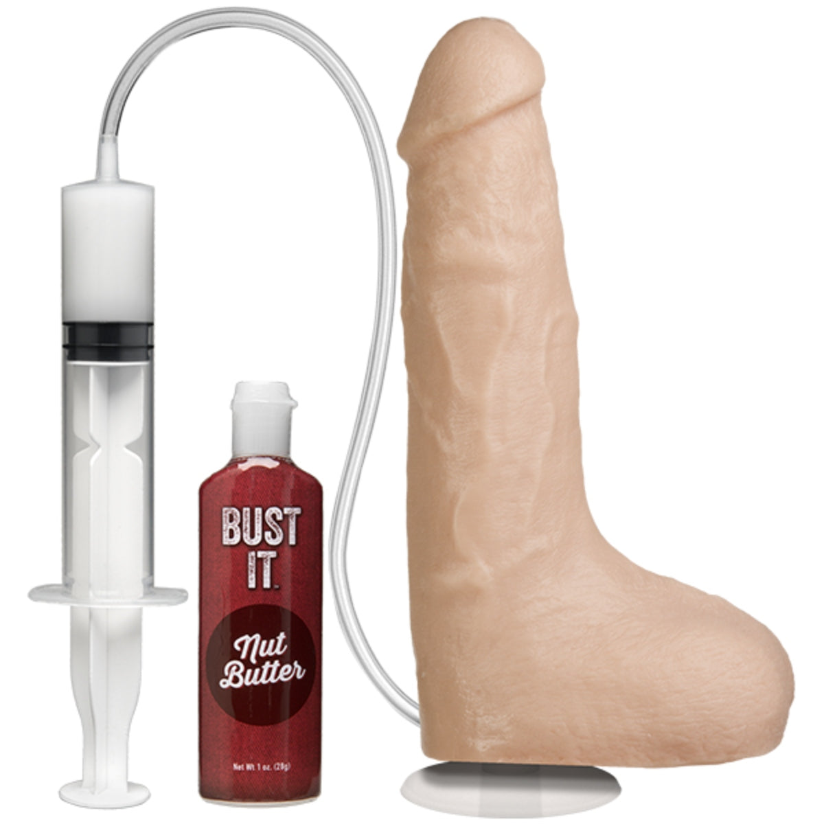 Doc Johnson Bust It Squirting Realistic Cock Firmskyn Dildo Pink 8.5 Inch