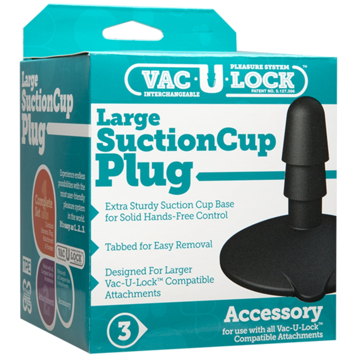 Vac-U-Lock Suction Cup Plug Black Large