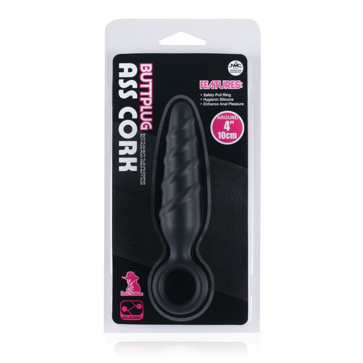 Nanma Dark Stallions Ass Cork Silicone Butt Plug Black 4 Inch