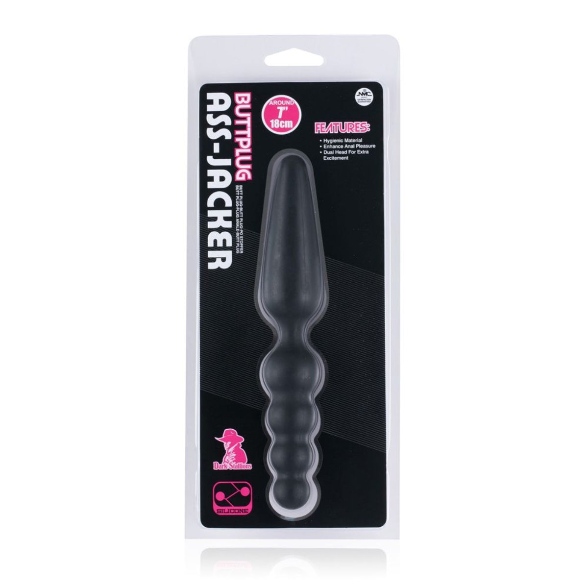Nanma Dark Stallions Ass-Jacker Silicone Butt Plug Black 7 Inch
