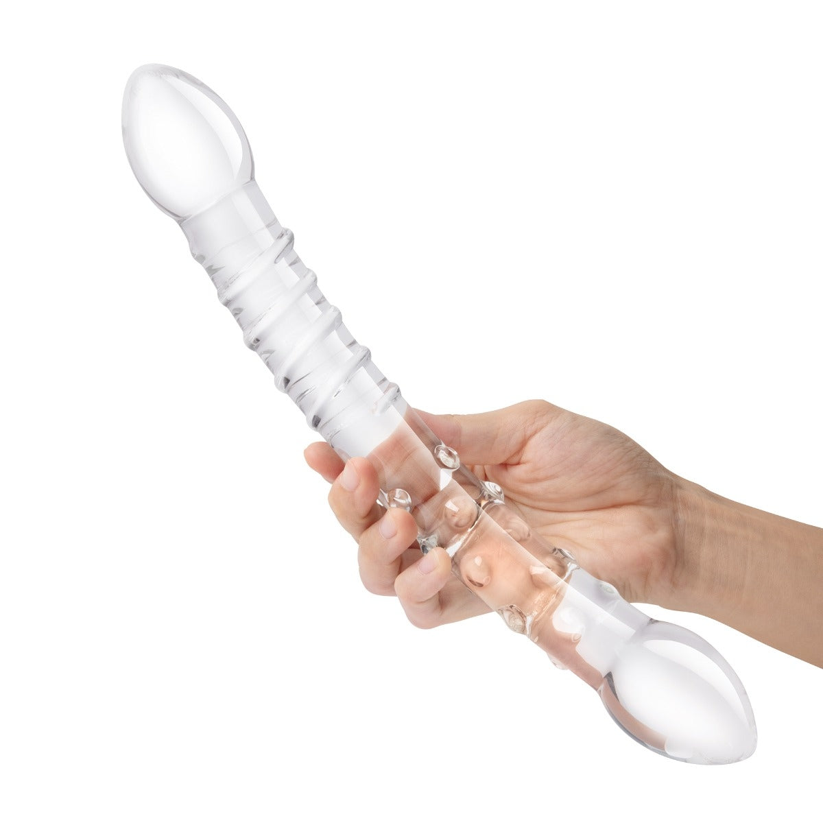 Glas Girthy Double Trouble Glass Dildo Clear 12 Inch