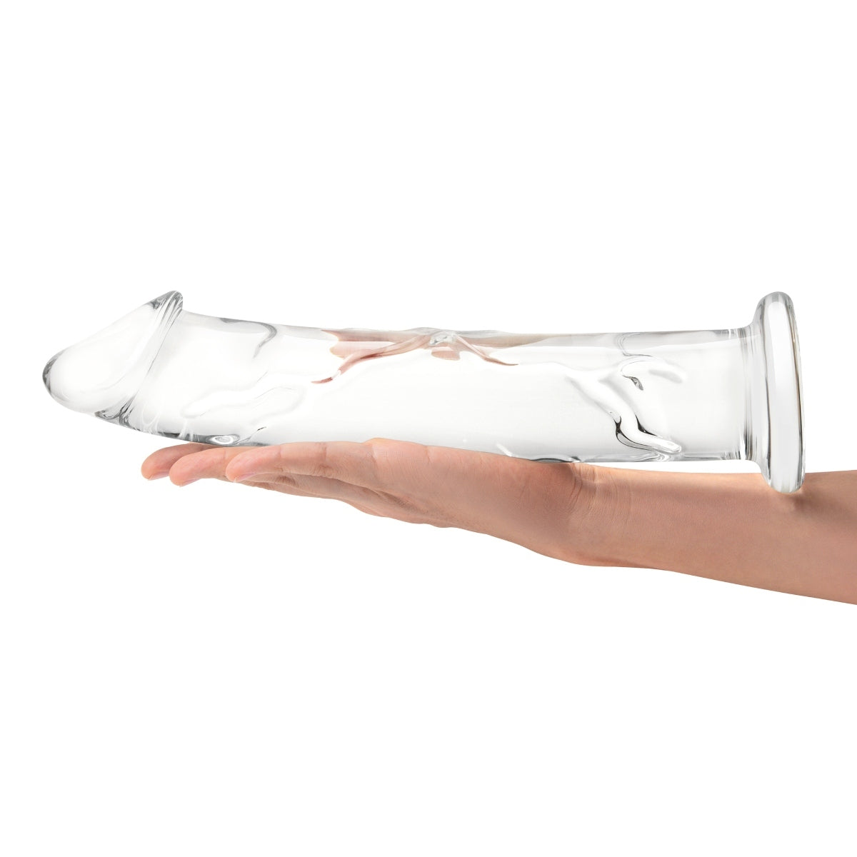 Glas Glass Dildo With Veins & Flat Base Clear 12 Inch