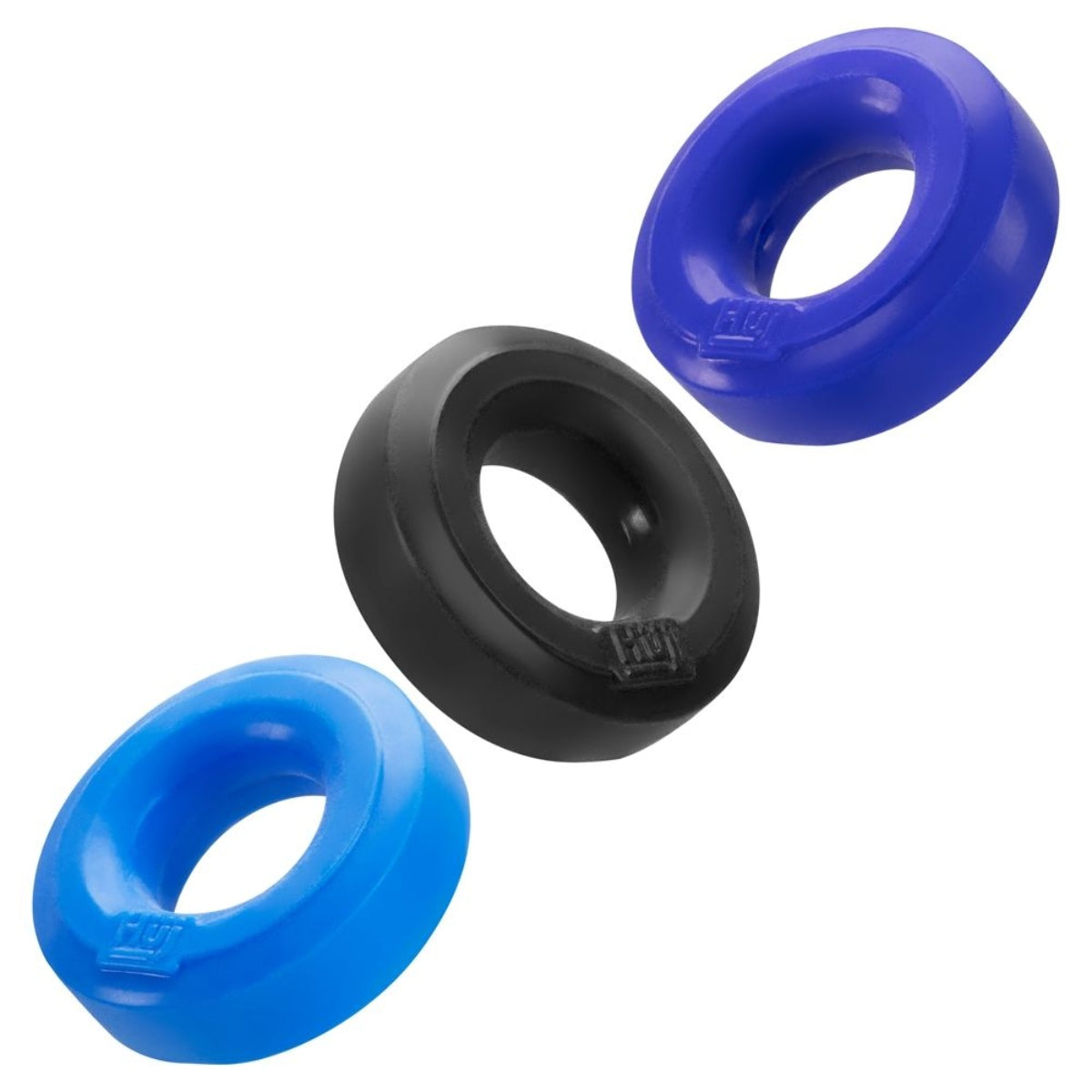 Hunkyjunk HUJ3 Cock Ring 3 Pack Blue Black