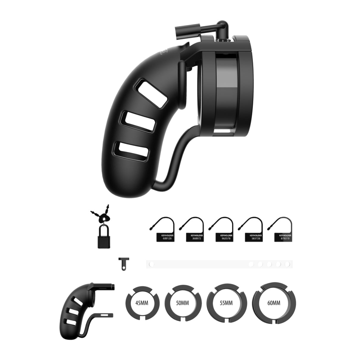Man Cage Chastity Cock Cage With Ballsplitter Model 19 Black 4.5 Inch / 11.5cm