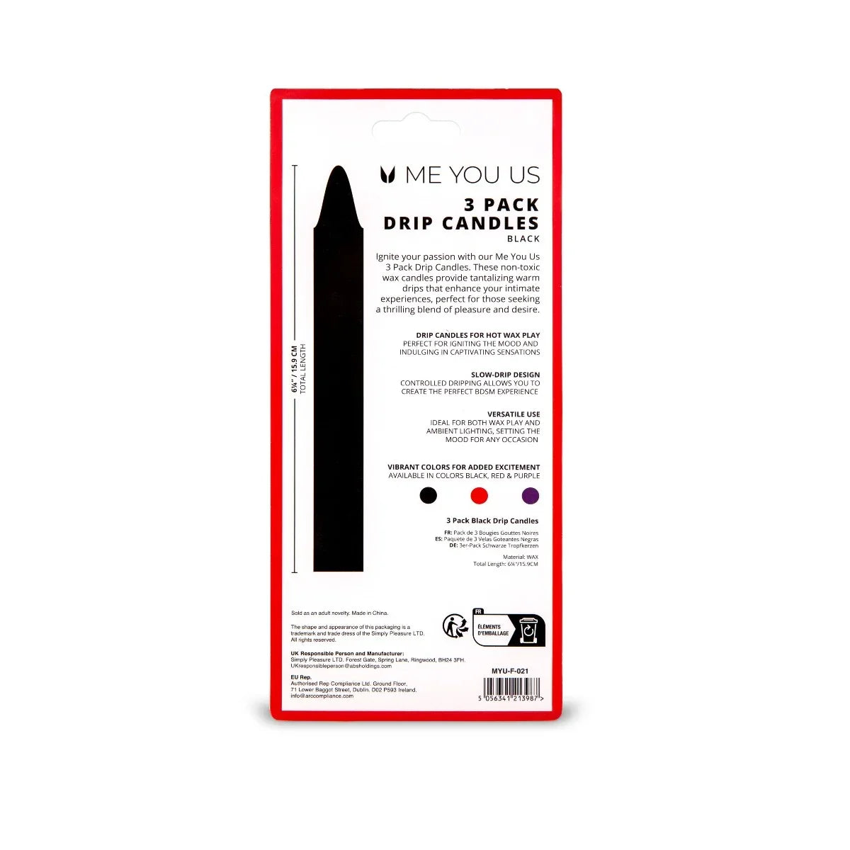 Me You Us Drip Candles 3 Pack Black