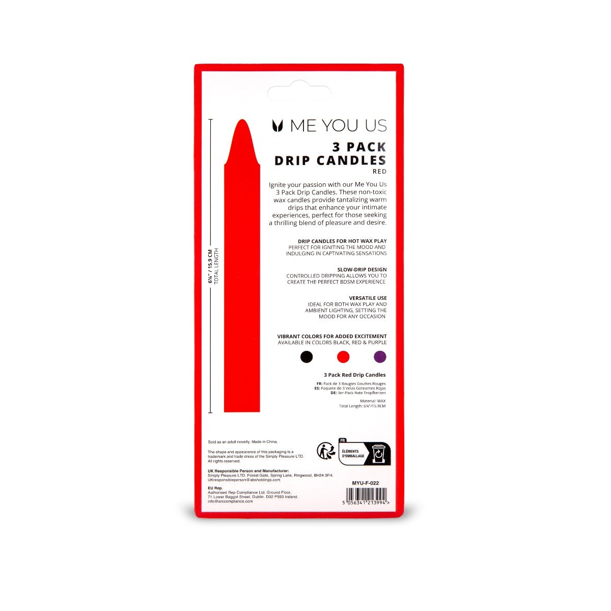 Me You Us Drip Candles 3 Pack Red