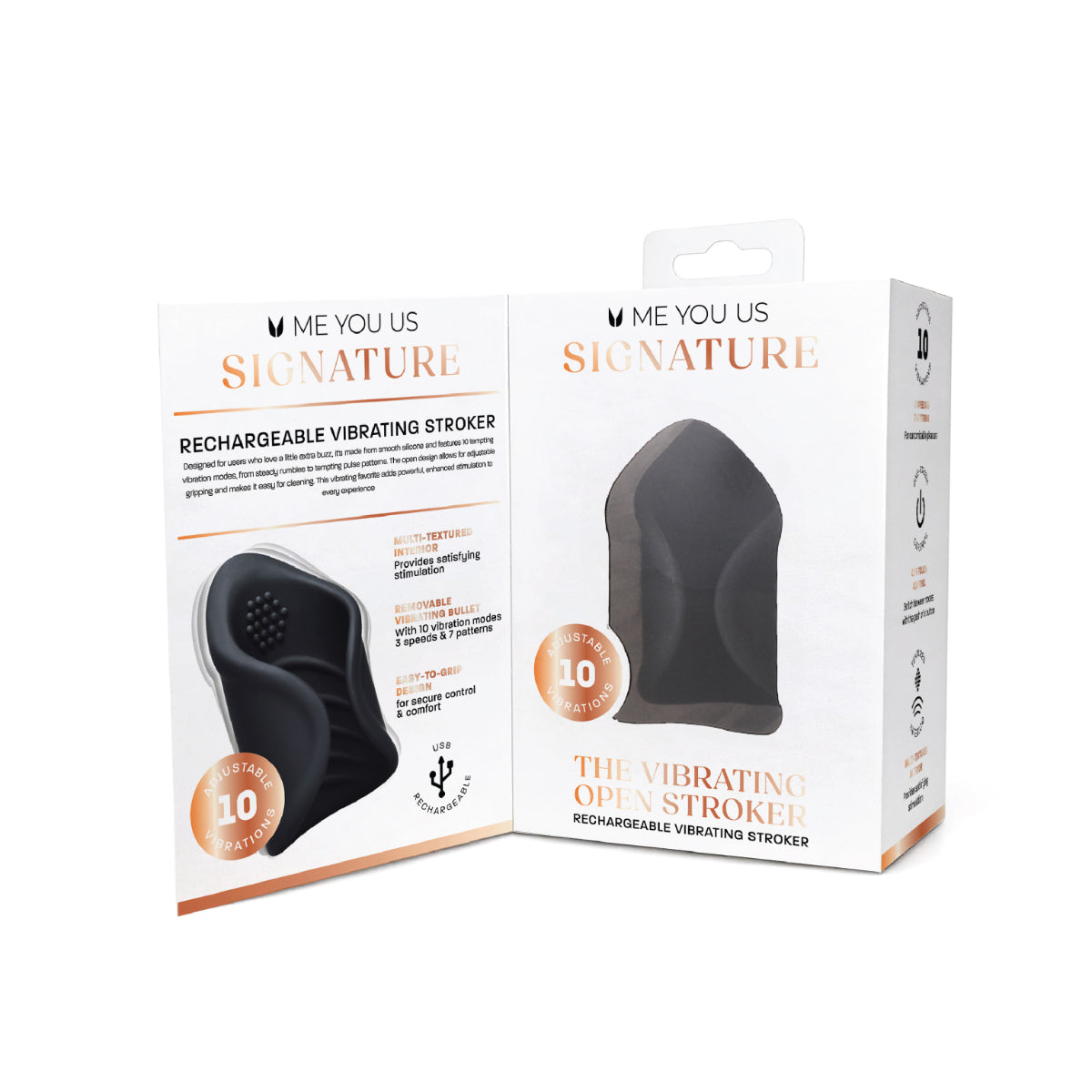 Me You Us Signature The Vibrating Open Stroker Black