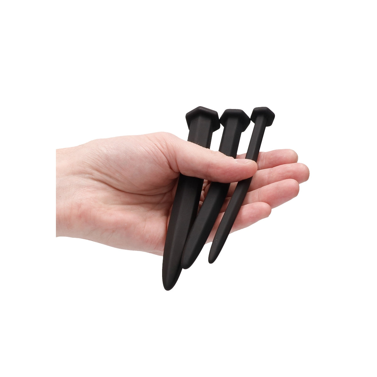 Ouch Silicone Screw Penis Plug Set Black