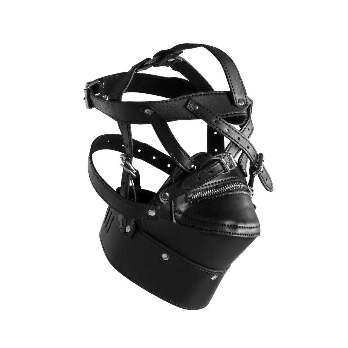 Ouch Xtreme Head Harness With Zip Up Mouth And Lock Black