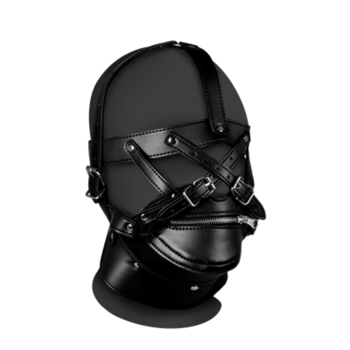 Ouch Xtreme Head Harness With Zip Up Mouth And Lock Black