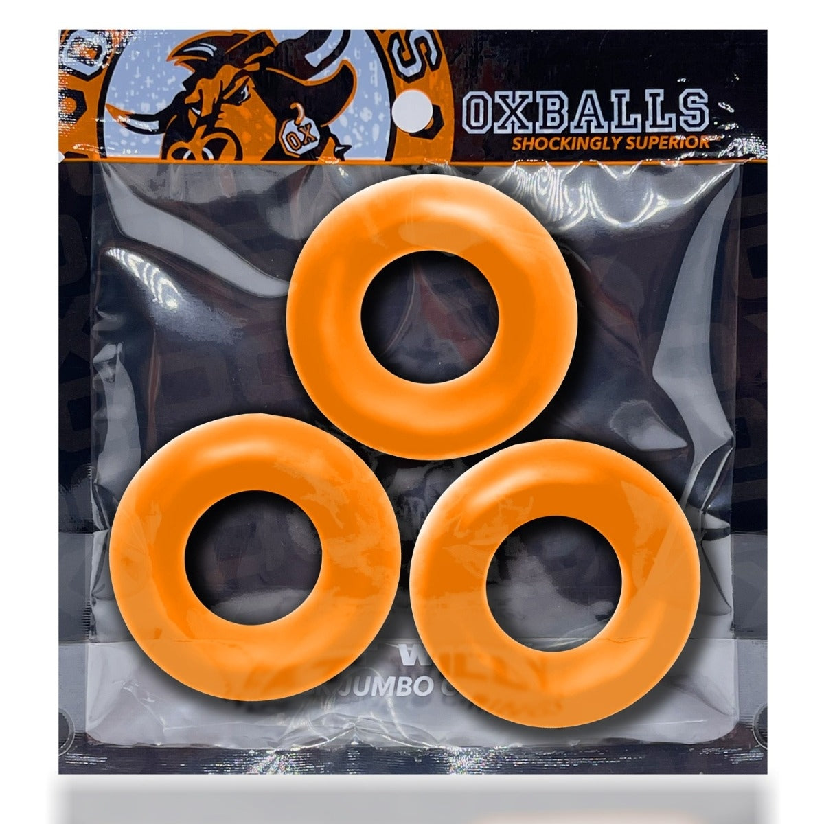 Oxballs Fat Willy Jumbo Cock Rings 3 Pack Orange