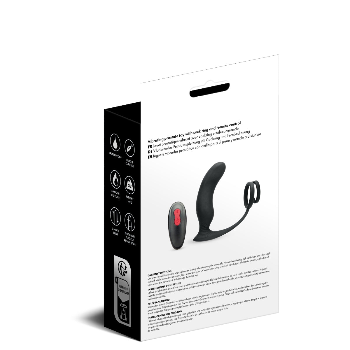 Prowler RED Prostate Plus Remote Control Vibrating Prostate Massager & Cock Ring Black