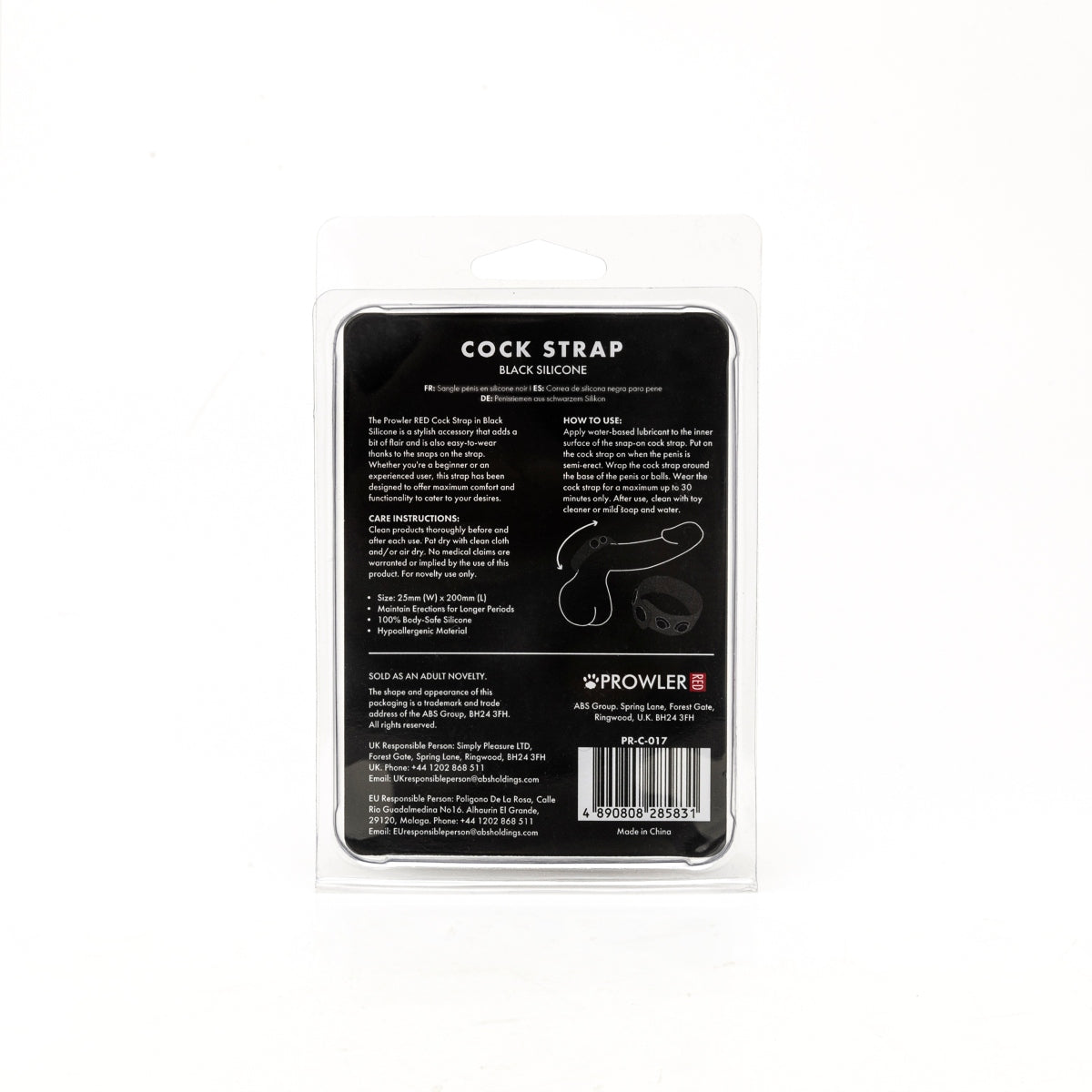 Prowler RED Silicone Cock Strap Black