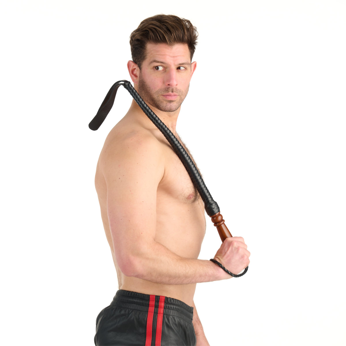 Prowler RED Wooden Handle Hunter Paddle Whip Black